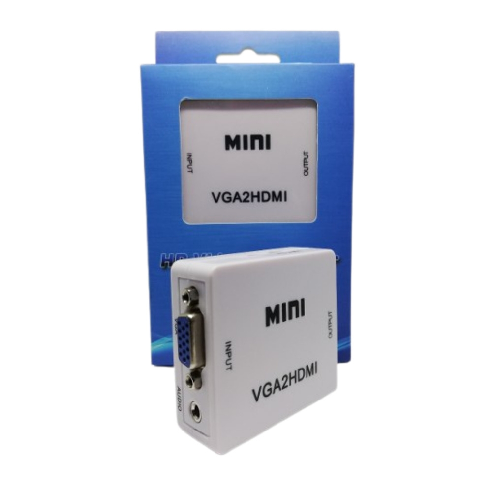 Adaptador Convertidor VGA a HDMI con Audio FHD 1080p Blanco