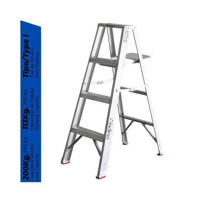 Escalera tijera aluminio profesional simple ascenso 4 pasos Aladino 