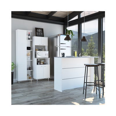 Combo TuHome Kitchen 33 Mueble cocina 54 + Barra de cocina + Optimizador Blanco