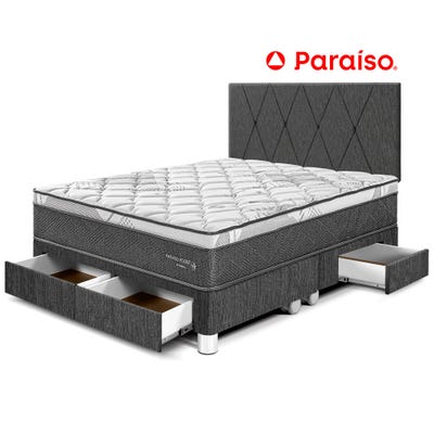 Dormitorio Paraíso Pocket Star con cajones Queen con Cabecera Loft Charcoal