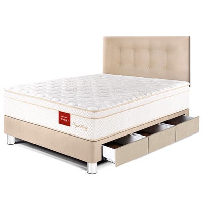 Dormitorio cajones Paraíso Royal Prince 1.5PLZ + Almohada + Protector Champagne