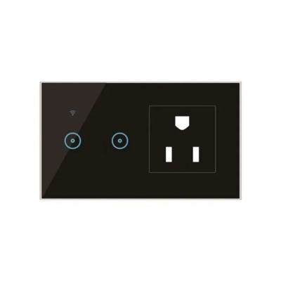 Enchufe interruptor 2 botón Smart Negro 