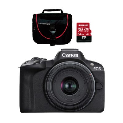 Cámara Canon EOS R50 + Lente RF-S 18-45MM IS STM + Memoria Micro SD 64GB + Maletín