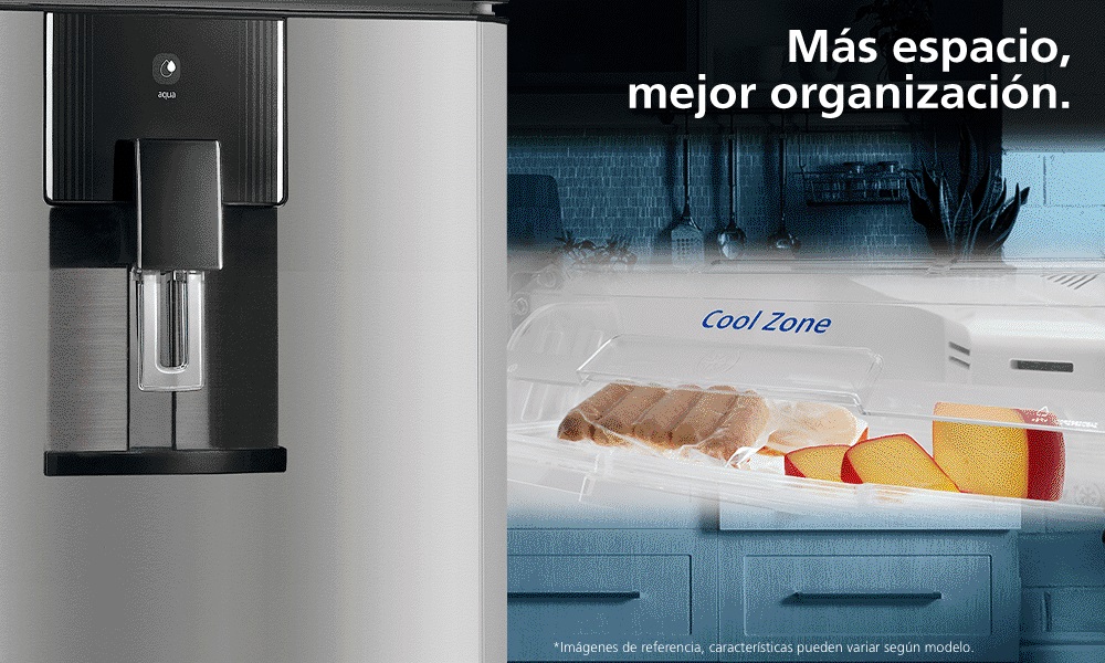 Cool Zone, Cajón gourmet con multisalidas de aire especial para conservar lo que más utilizas. Se desliza fácilmente así podrás seleccionar tus alimentos especiales y compartir con toda la familia.