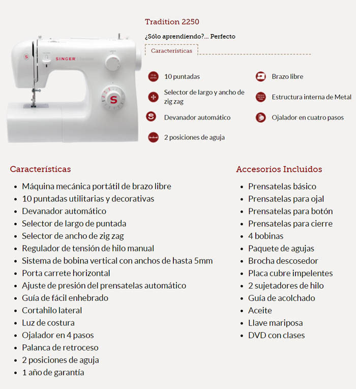 Maquina De Coser Singer de 10 Puntadas